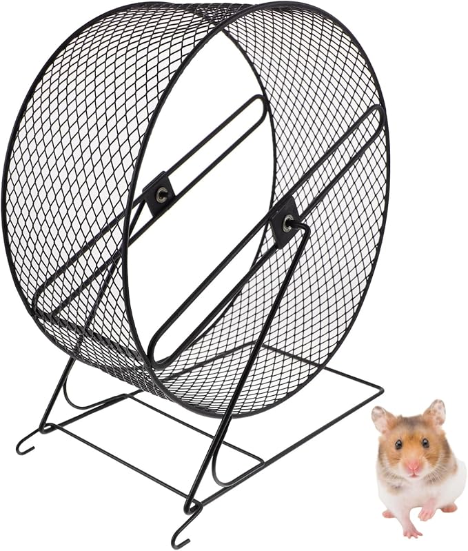 POPETPOP Silent Hamster Running Wheel with Rack - Quiet Exercise Toy for Small Pets Including Hedgehogs Squirrels and Guinea Pigs - 11.02X10.23X5.90In Durable Plastic