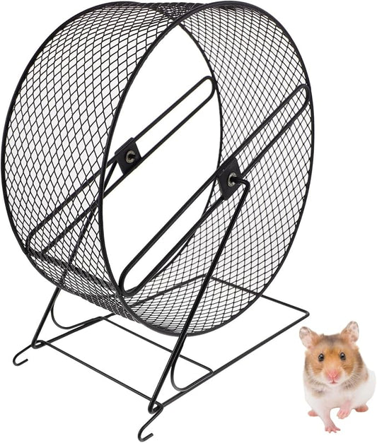 POPETPOP Silent Hamster Running Wheel with Rack - Quiet Exercise Toy for Small Pets Including Hedgehogs Squirrels and Guinea Pigs - 11.02X10.23X5.90In Durable Plastic