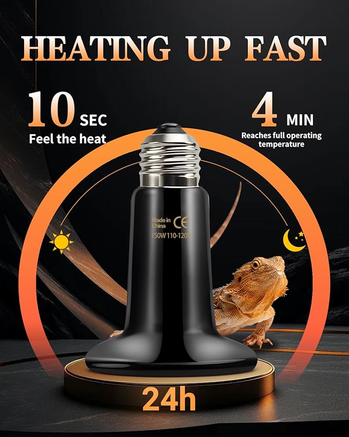 Ruiandsion 150W Ceramic Heat Emitter Bulb – No Light, Safe 24/7 Heat for Reptiles, Chickens & Small Pets – Durable Ceramic Reptile Heating Lamp for Terrariums & Coops (Single Pack)