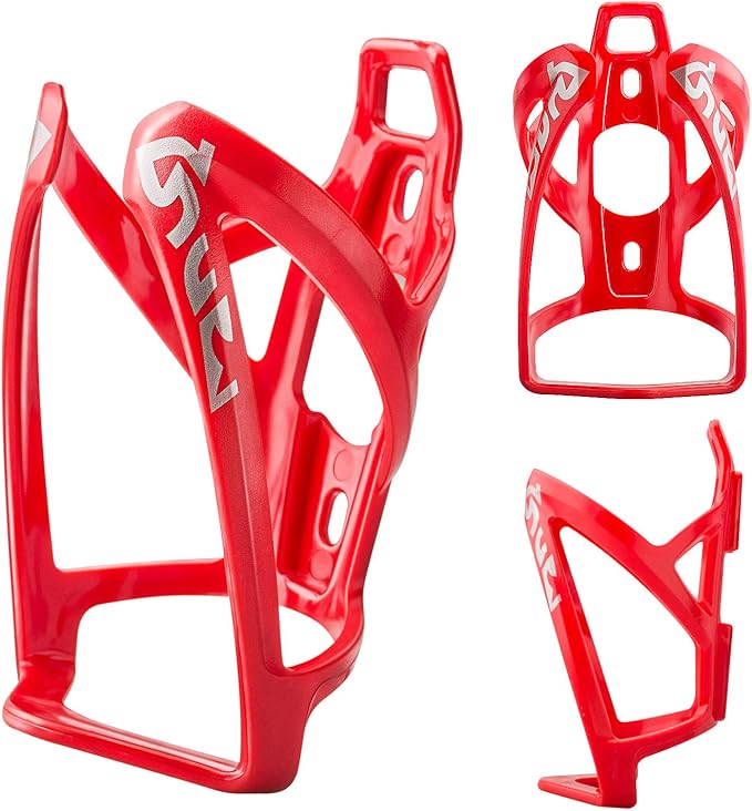 Suruid Bike Water Bottle Cage, Universal Bike Water Drink Holder, Durable Ultralight Plastic Water Bottle Holder for Bicycle, Cycling Bottle Cages for MTB, Road Bike, Mountain Bikes, 2 Pack - Red