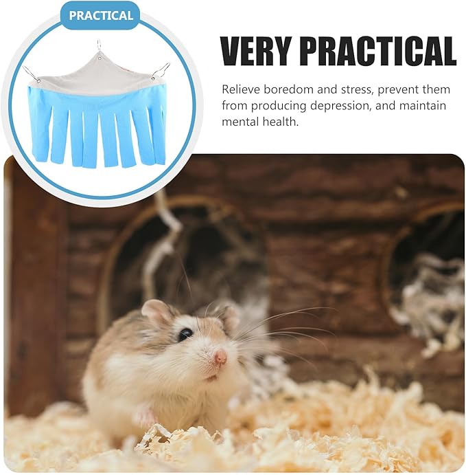 DOITOOL Small Animal Corner Hideaway Tent with Hammock, Light Blue Soft Fabric Guinea Pig Bed and Hamster Sleeping Shelter for Rabbits and Small Animals