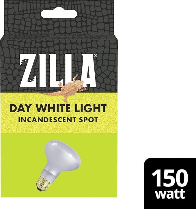 Zilla Reptile Terrarium Heat Lamps Incandescent Bulb, White Spot, 150W