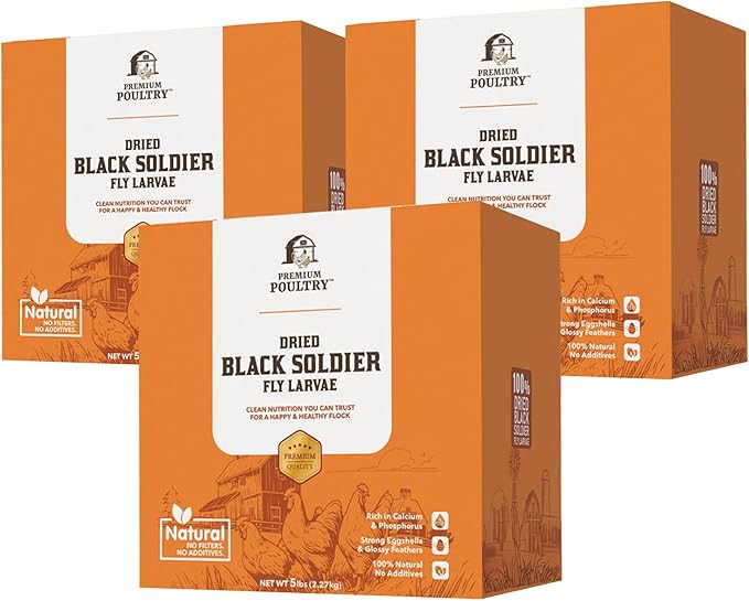 Black Soldier Fly Larvae for Chickens – High Calcium Chicken Treats for Strong Eggshells & Egg Production – Dried BSFL Grubs Poultry Feed for Ducks, Wild Birds & Backyard Flocks, 15lb