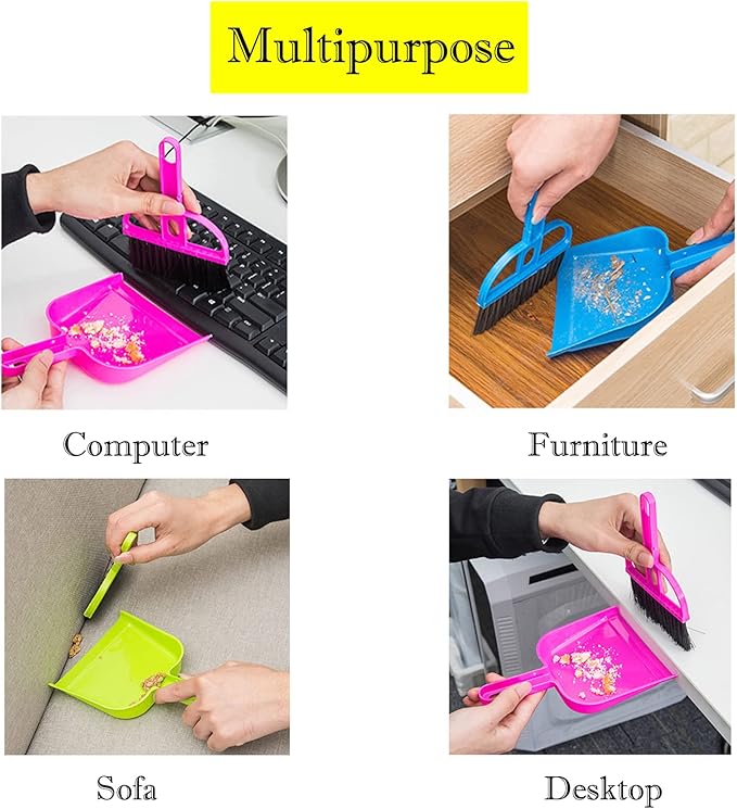 SEIS 3 Pack Hamster Mini Dustpan and Broom Set Guinea Pig Classical Besom Chinchillas Sweeper Cavy Cage Clean Hedgehogs Scooper for Small Animal (Green)