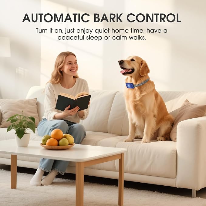 Dog Bark Collar for Large Medium Small Dogs, Effective No-Bark Collar, Smart Barking Collar, 2026 Upgraded Bark Collar with 7 Sensitivity, 3 Modes, Dark Blue