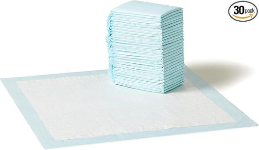 Amazon Basics Disposable Dog Training Pads with 5-Layer Leak-Proof Design, Quick-Dry Surface, Regular, 22 x 22 Inches, 30-Pack