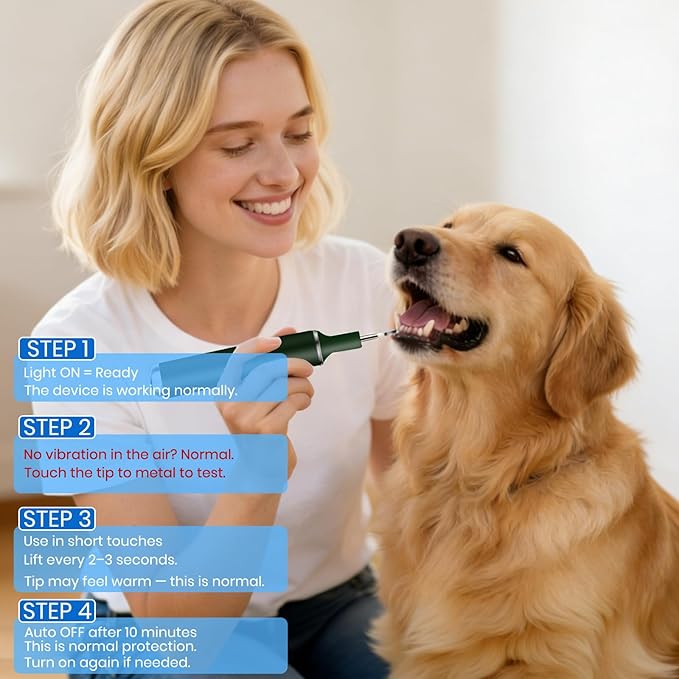 Dog Plaque Remover for Teeth,Pet Ultrasonic Tooth Cleaner with LED Light,Cleaning Kit for Tartar and Stains,5 Adjustable Modes,Pet Teeth Cleaning kit,Suitable for Dogs and Cats (Green)