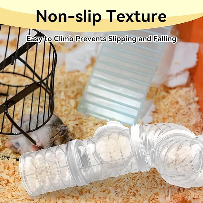 8 PCS Hamster Tube Set, Hamster Toy Set DIY Clear Pet Cage Tunnel Small Animal External Accessories Adventure Tube Syrian Rat Mouse (White)