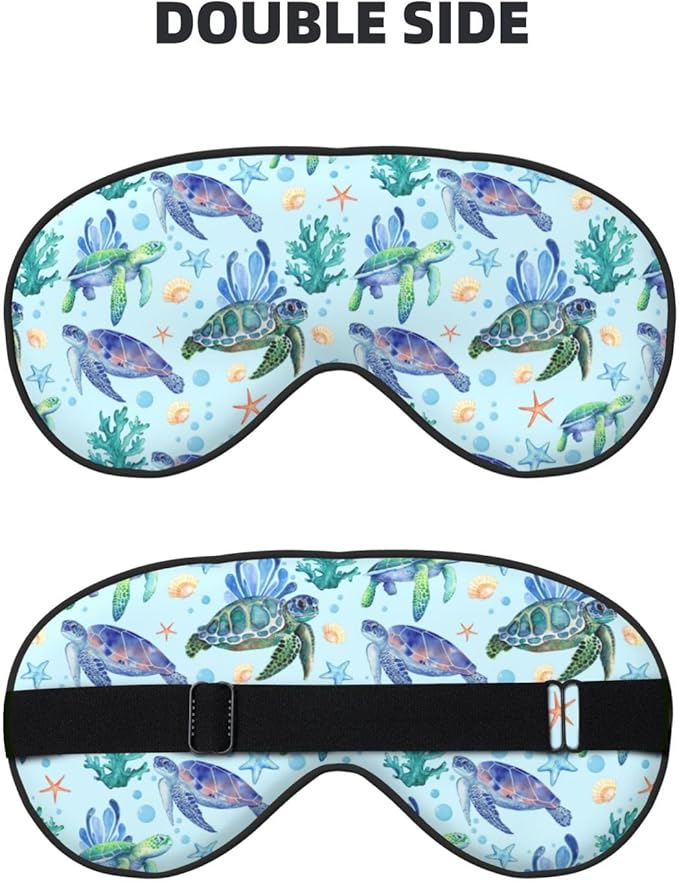 Sea Turtle Sleep Mask Breathable Soft Eye Mask for Sleep for Women Men Lightweight Eye Cover for Travel, Night Work, Nap, Office
