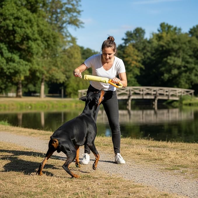 OllyDog Tugger | Durable Dog Tug Toy | Recycled | Tough Dog Bite Pillow | Handle | Interactive Pull Toy | Fetch & Training (Sol)