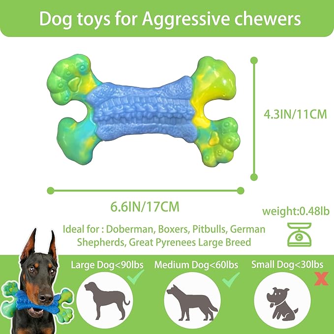 Tough Dog Toys for Aggressive Chewers, Dog Chew Bone,Indestructible Chew Toys for Medium Large Breed, Nylon Durable Chew Toy for Teeth Cleaning,Training,Bacon Flavor