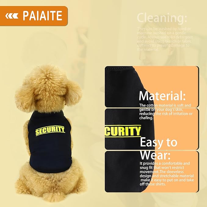 Discover Cozy Cotton Canine Wear: Soft, Lightweight, and Breathable Dog Shirt Vest with Eye-Catching Graphics(Security), Keeping Your Furry Friend Warm and Comfy! Red S