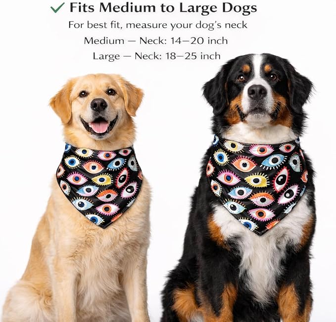 Luxury Satin Dog Bandana – Slip-On Collar Style, Premium Pet Scarf for Medium, Large & XL Dogs – Special Occasion Accessory (Collar Not Included) (Medium - Extra Large, Evil Eye Luxe - Satin)