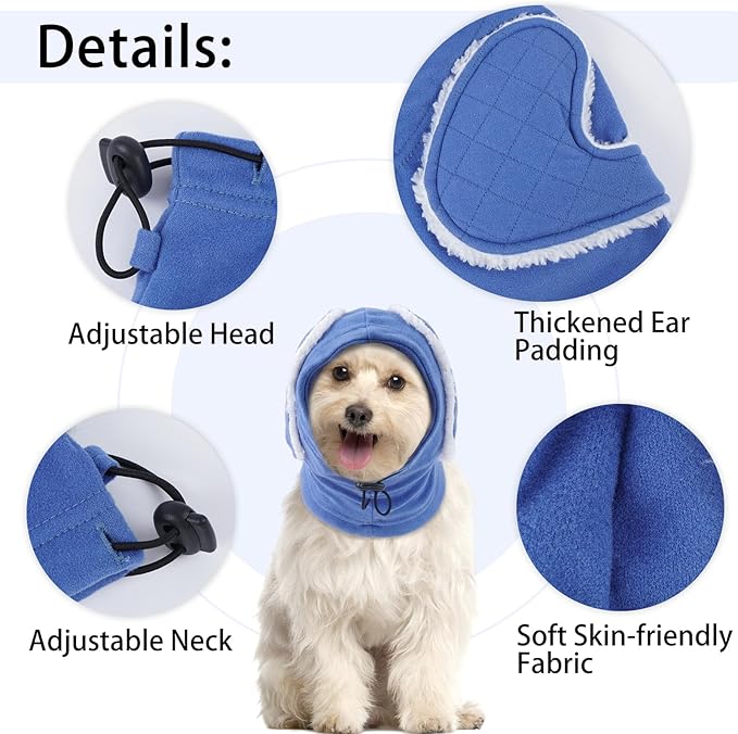 MIGOHI Soft Dog Ear Muffs Noise Protection,Ear Covers for Dogs,Dog No Flap Ear Wrap for Hematoma,Calming Hoodie Quiet Ears Head Warps for Medium Large Dogs Grooming,Bathing,Thunder,Firework,L,Blue