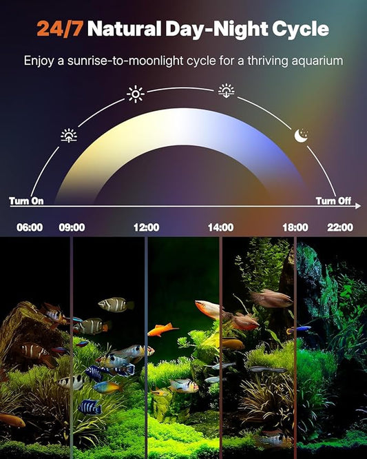 Pawfly 6.5 W Aquarium LED Light 12 Inch 24/7 Fish Tank Light with Full Spectrum IPX8 Waterproof Lights Multi-Colored LEDs with D/N Mode Single Color Effects Timer and Adjustable Brightness
