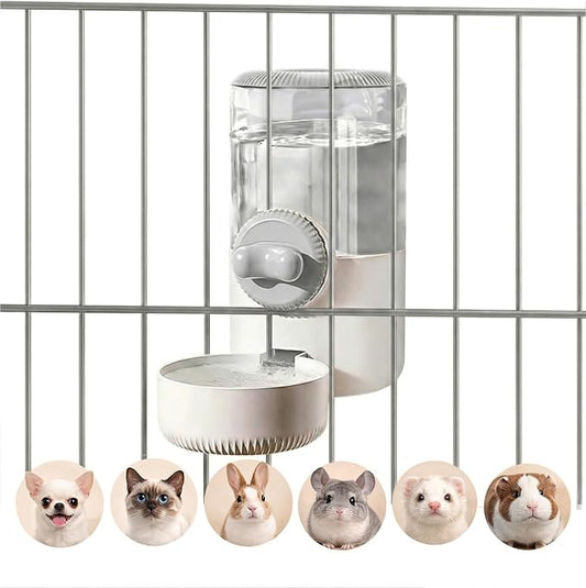34oz Hanging Gravity Auto-Refill Water Bowl for Small Animal Cage | Visible Water Level, Keeps Floor Space Clear, Secure Cage-Mounted Placement, Detachable for Routine Cleaning