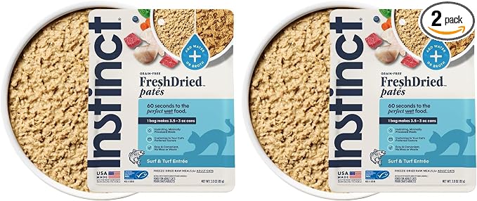 Instinct FreshDried Pates, Freeze Dried Cat Food, Grain Free - Surf & Turf Entrée, 3 oz. Bag (Pack of 2)