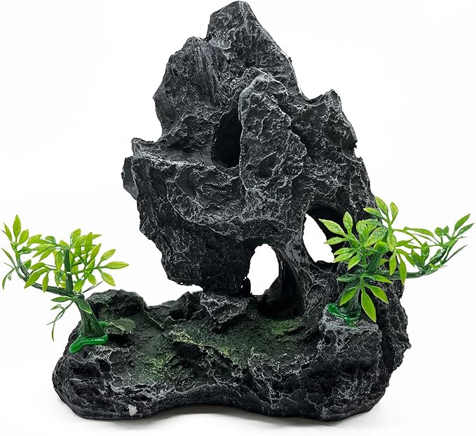 J-star Large Aquarium Rock Mountain Decor – Realistic Resin Landscape Ornament for Fish Tanks – Enhances Underwater Scenery, Easy to Clean, Safe for Fish