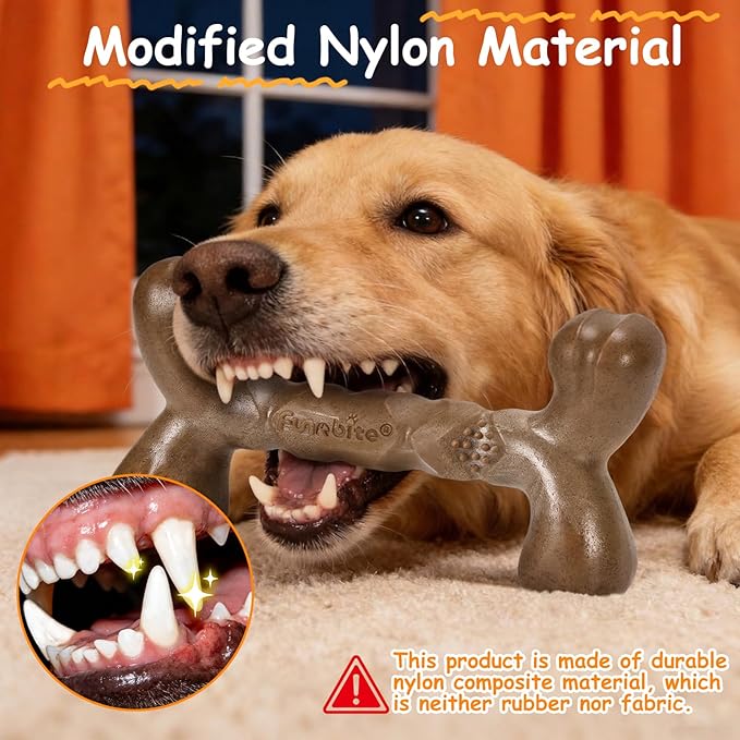 Large Dog Bones for Aggressive Chewers, Bacon Scented & Nylon Bone to Keep Them Busy, Durable Chew Toy for Medium & Large Breeds (25-80 lbs)