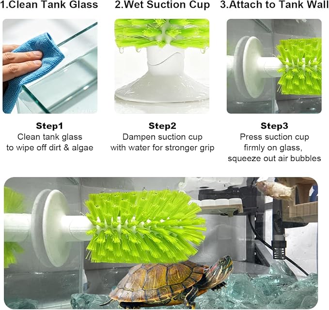 2 Pcs Turtle Tank Accessories - Turtle Brush with Suction Cup, Turtle Tank Decorations Turtle Aquarium Habitat Accessories