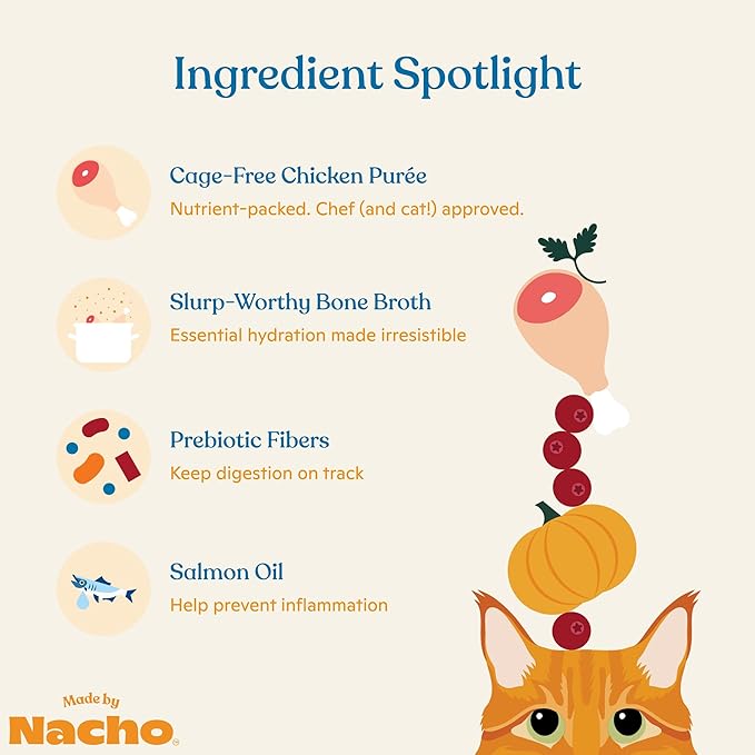 Made by Nacho Digestive Support Cage-Free Chicken Puree Meal Topper with Bone Broth (18 Count)