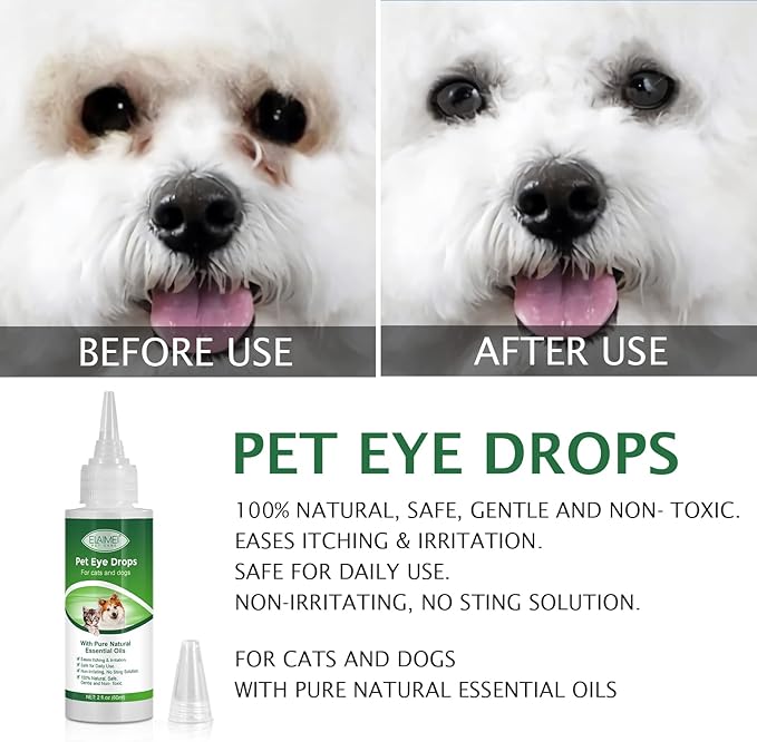 VOSIFSDIY Eye Drops for Dogs, 2PCS Cats and Dogs Eye Drops, Dog Eye Infection Treatment Relieve Eyes Itching & Irritation, Pink Eye & Allergies Symptoms Safe & Gentle Formula