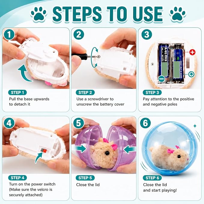 2026 New Self-Rolling Interactive Cat Ball Realistic Animal Automatic Moving Rolling Cat Ball 360° Rolling Spin Moving Cat Ball Fun Indoor Interactive Pet Ball for Cats Dogs Chasing(2pcs,Mouse-B)