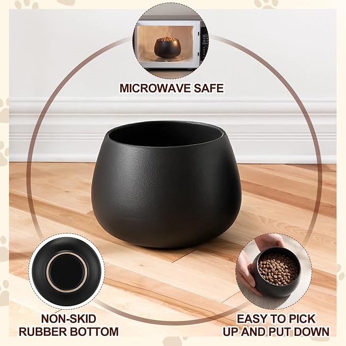 1 Pack 37 oz Ceramic Dog Bowl for Large Dogs with Long Ears No Spill Water & Food Pet Bowl Cocker Spaniel Beagle Bassett (Black)