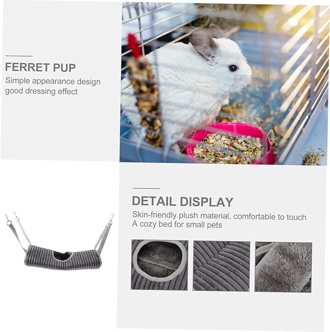 Yardwe Ferret Hideout Hammock Warm Pet Tunnel Cage for Small Animals Cozy Sleeping Spot for Hamsters Guinea Pigs Other Pets Grey