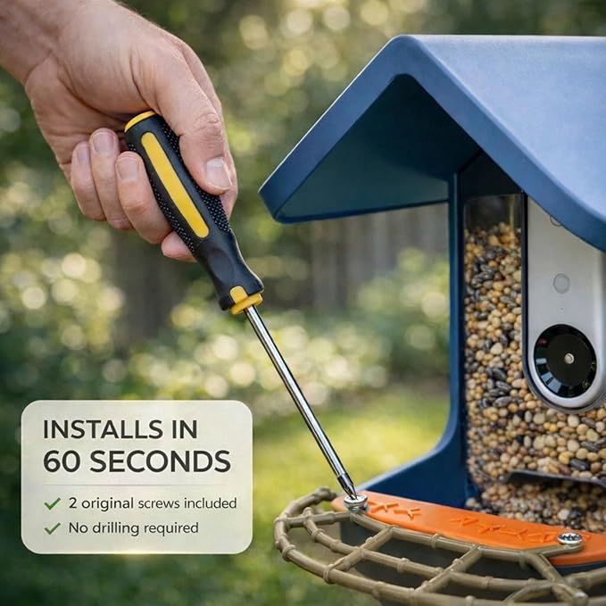 CPLIKE Bamboo Style Perch Extender for Bird Buddy Smart Feeder, Durable ABS Platform with Dual Screw Mount, DIY Expansion Holes, Extra Landing Space for Wildlife Watching & Full Body Photos