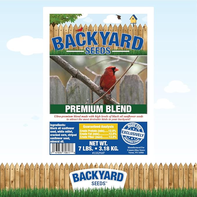 CountryMax Backyard Seeds Wild Bird Seed Blend 40lbs - Premium No-Waste Mix with Sunflower Chips, Shelled Peanuts & Hulled Millet, Medium Bag of Wild Bird Food