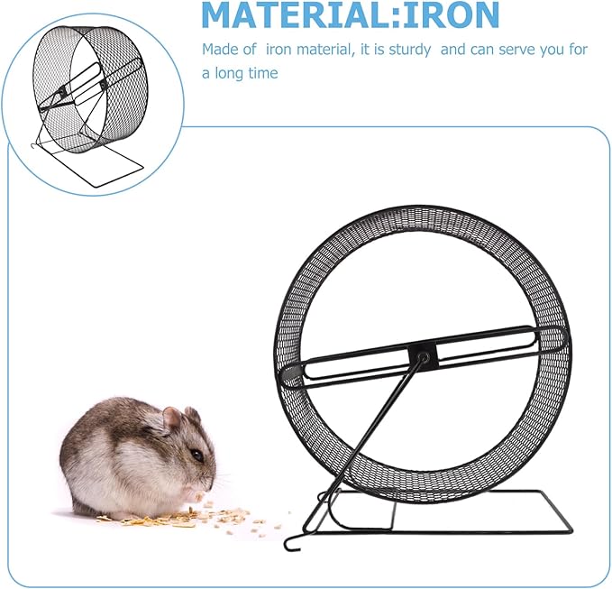 POPETPOP Silent Hamster Running Wheel with Rack - Quiet Exercise Toy for Small Pets Including Hedgehogs Squirrels and Guinea Pigs - 11.02X10.23X5.90In Durable Plastic