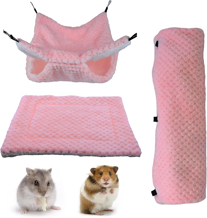 Plush Ferret Bed - Cave Tunnel Hammock Mat, Warm Small Animal Sleeping Nest | for Hamster Sugar Glider Ferret Resting Hiding Playing Climbing Indoor Winter