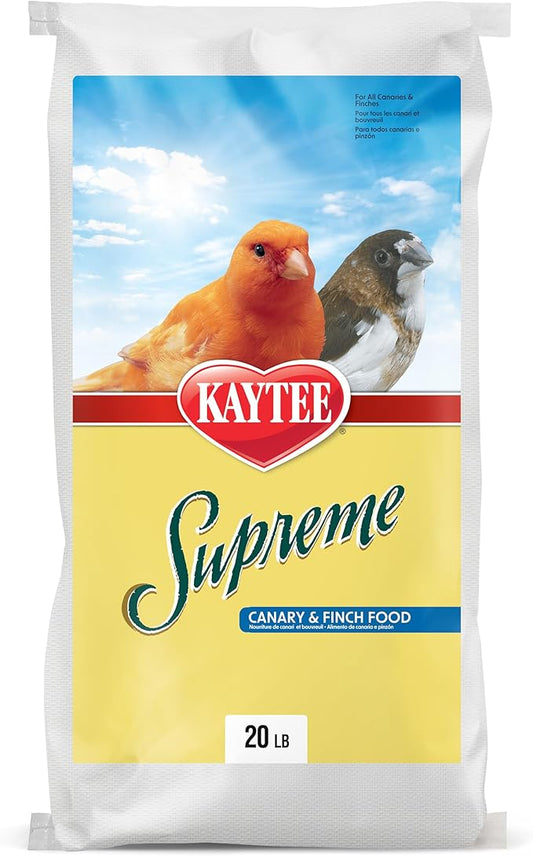 Kaytee Supreme Pet Canary & Finch Food, Natural Seed & Grain Blend with Added Vitamins & Minerals, No Artificial Colors or Flavors, 20 Pounds
