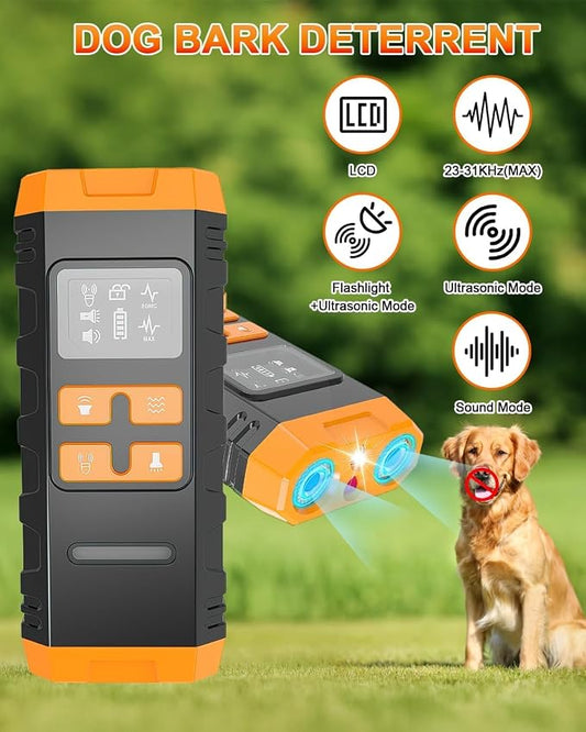 2026 Upgraded Anti Barking Device for Dogs, Ultrasonic Dog Bark Deterrent, Dog Bark Deterrent Devices, Best Anti-Barking Device, 4 Modes & LED Light & LCD Screen Portable Indoor & Outdoor