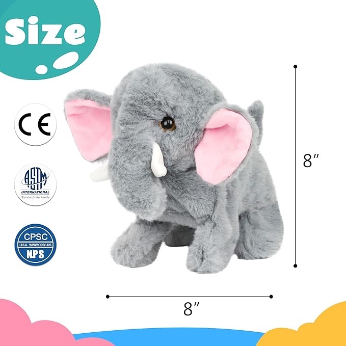 Walking Elephant Stuffed Animal Speaking Roar Plush Electric Interactive Animated Plushies Toy for Girls Boys Birthday