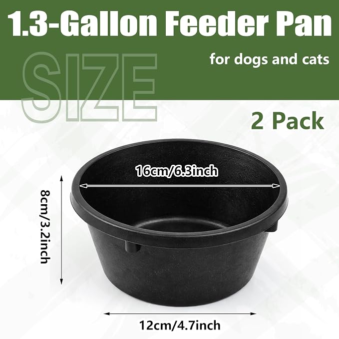 Sadnyy 2 Pcs Rubber Feed Pan Utility Horse Feed Bucket Rubber Bowl Chicken Dust Bath Container Horse Feeder for Goats Livestock Animal Feeding Cats Dogs Pigs (1.06 Quart/ 0.26 Gallon)