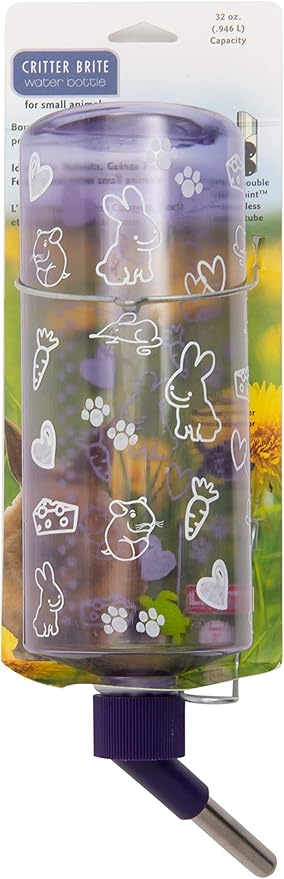 Lixit® Critter Bright Water Bottles for Hamsters, Rabbits, Chinchillas, Ferrets, Guinea Pigs and Other Small Animals - Made in USA (Blue (Pack of 2), 32 Ounce)