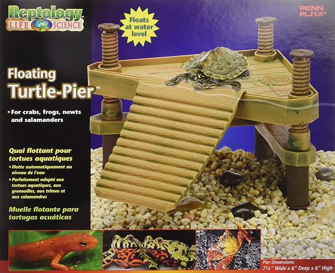 Penn-Plax Reptology Floating Turtle Pier and Basking Platform – Decorative, Functional, and Naturally Inspired – Small