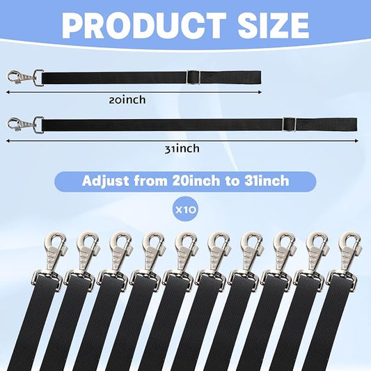 10 Pcs Horse Bucket Strap Hangers Horse Suppliers Adjustable Nylon Bucket Strap for Buckets Hay Nets Outdoor Feeders (Black)