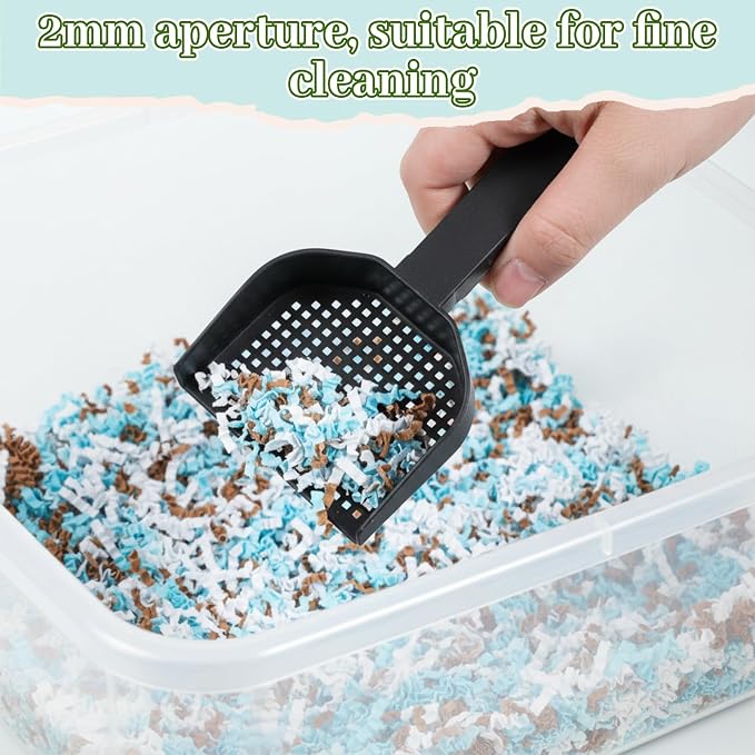 2Pcs Poop Scooper 2.95 in × 5.9 in Cat Litter Scooper Fine Mesh Sifting Shovel Plastic Handle for Guinea Pig Rabbits Small Animals for Easy Waste Cleaning