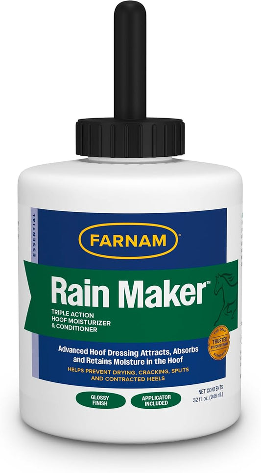 Farnam Rain Maker Triple Action Hoof Moisturizer & Conditioner, Protection Against Dry Weather, Cracks, Splits, Contracted Heels, 32 fl oz