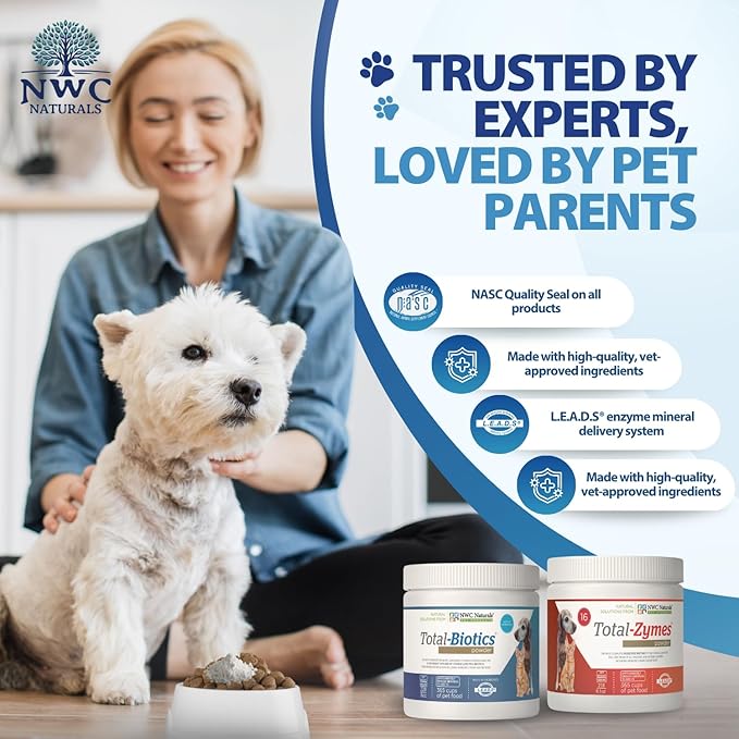 Twin Pack - Probiotics and Digestive Enzymes for dogs and cats one Total-Zymes and one Total-Biotics 8-Ounce