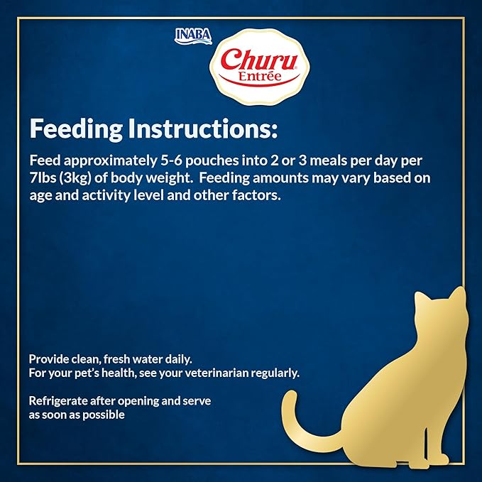 INABA Churu Entrée Bisque for Cats, High Protein & Moisture, Prebiotic Wet Cat Food, 1.76oz. per Serving, 6 Pouches, Chicken with Salmon Recipe