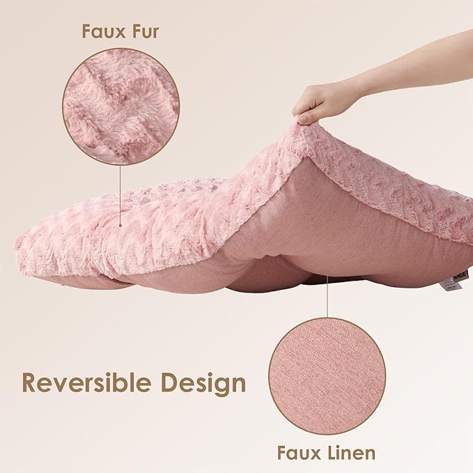 EHEYCIGA Washable Small Dog Bed for Crate 23x18 Inch, Reversible Kennel Pad for Puppy Weight Up to 25 lbs, Plush and Comfy Pet Sleeping Mat, Pink