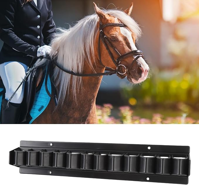 Horse Whip Crop Holder Rack, Wall Mounted Horse Whip Rack Organizer, Holds up to 12 Whips or Crops, Bracket for Horse Stables
