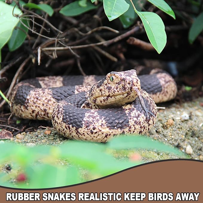 Upitry Rubber Snakes Fake Snake Rattlesnake - Realistic Keep Birds Away - Prank Life Size Toy That Look Real - Garden Plastic Scare Birds