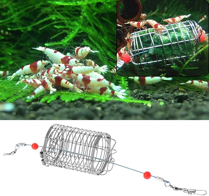 Aquarium Feeding Bowl with Hook Shrimp Feeding Dish Stainless Steel Cage Basket for Small Fish Shrimp Benthic Animal