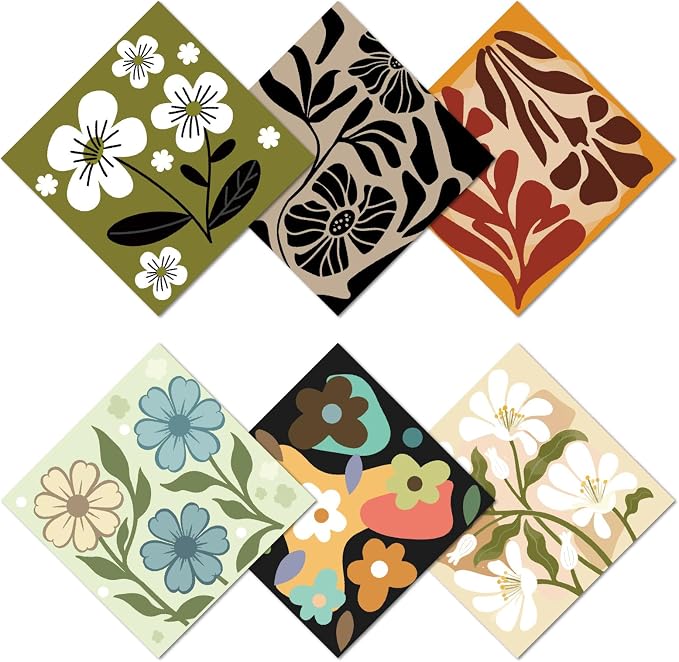 CREATCABIN 6Pcs Glasses Cleaning Cloth Microfiber Cleaning Cloths Multicolor Floral Glasses Cleaner Wipes Soft Microfiber Reusable for Eyeglasses Camera Lens Laptops Screens Cell Phone 6 x 6 Inch