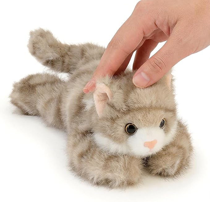 Cute Grey Cat Stuffed Animal Plush Toy - Weighted & Soft, Cute Small Plushie Gift for Kids, Girls, Boys, Adults. 8 inches